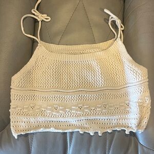 Elegant Cream Crochet Women's Top